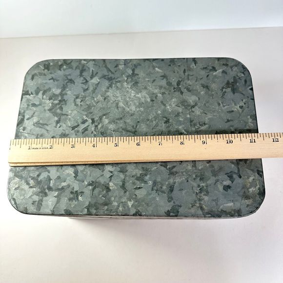 Metal Tin Rectangular Box with Lid For Storage or Planter - Picture 7 of 9